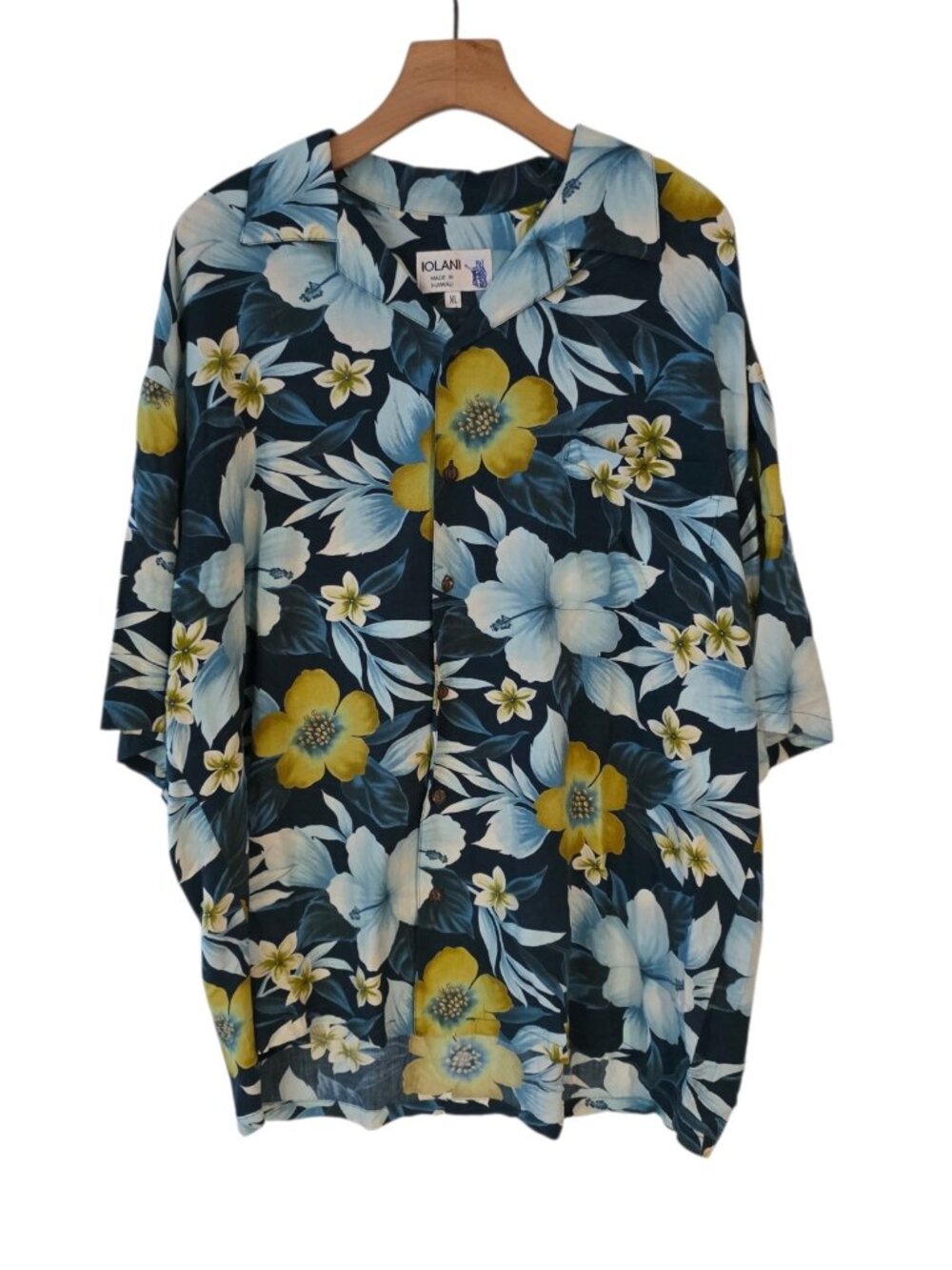 Vtg Iolani Hawaiian Shirt Rayon Button Up Floral Cruise Made In Hawaii‎ Mens XL